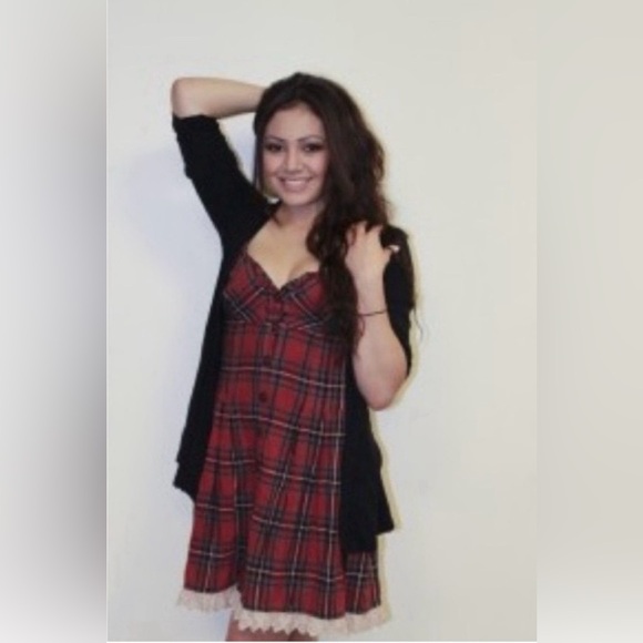 Free People Dresses & Skirts - Free People Open Road Red Plaid Dress 12 NWT plus